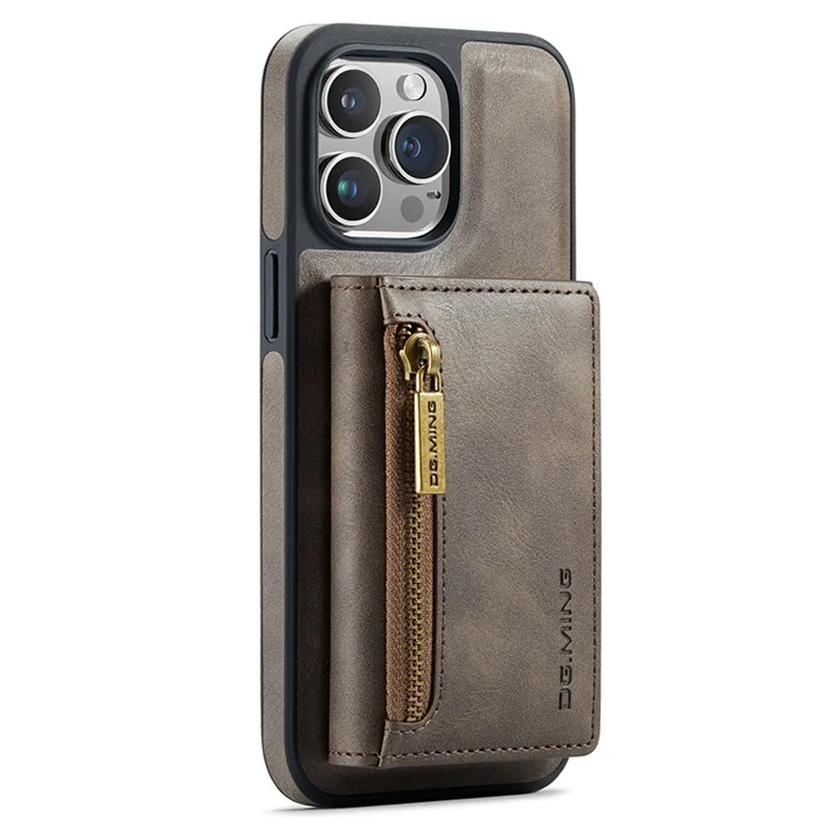 DG.MING M5 Series Para iPhone 13 Pro Max Funda Cartera Magnética PU+PC+TPU Cubierta de Teléfono - Café