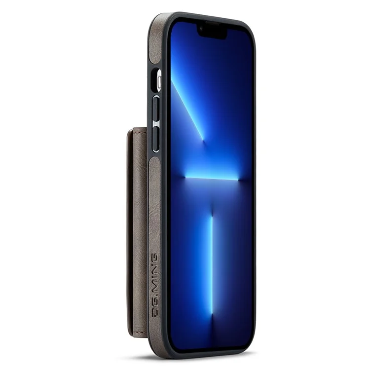 DG.MING M5 Series Para iPhone 13 Pro Max Funda Cartera Magnética PU+PC+TPU Cubierta de Teléfono - Café