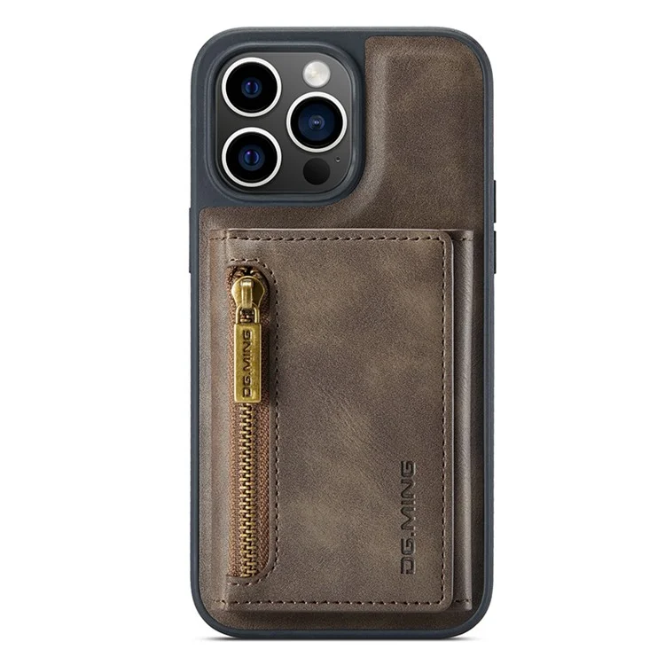 DG.MING M5 Series Para iPhone 13 Pro Max Funda Cartera Magnética PU+PC+TPU Cubierta de Teléfono - Café