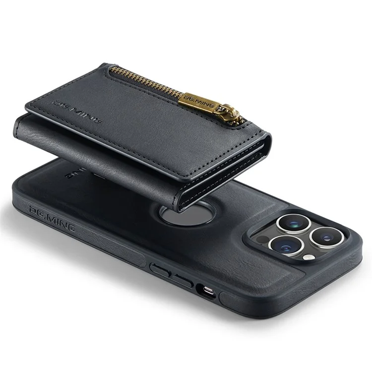 DG.MING M5 Series per iPhone 15 Plus Case Magnetic Wallet PU+PC+TPU Custodia per telefono - Nero