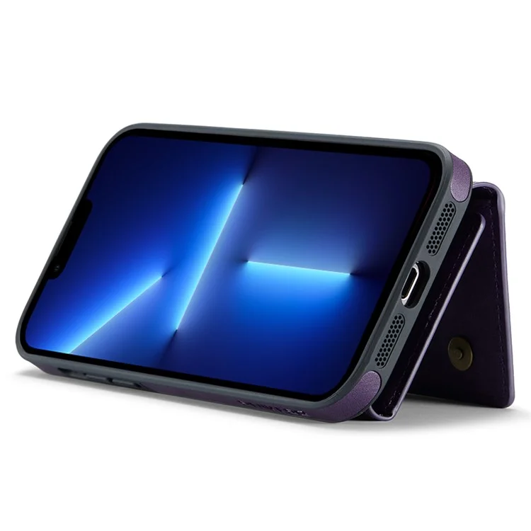 DG.MING M5 Серия для iPhone 13 Pro Чехол Магнитный кошелек Анти-капля PU+PC+TPU Чехол для телефона - Фиолетовый