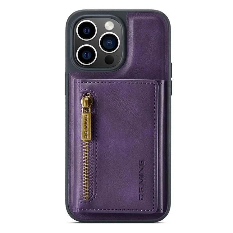 DG.MING M5 Серия для iPhone 13 Pro Чехол Магнитный кошелек Анти-капля PU+PC+TPU Чехол для телефона - Фиолетовый