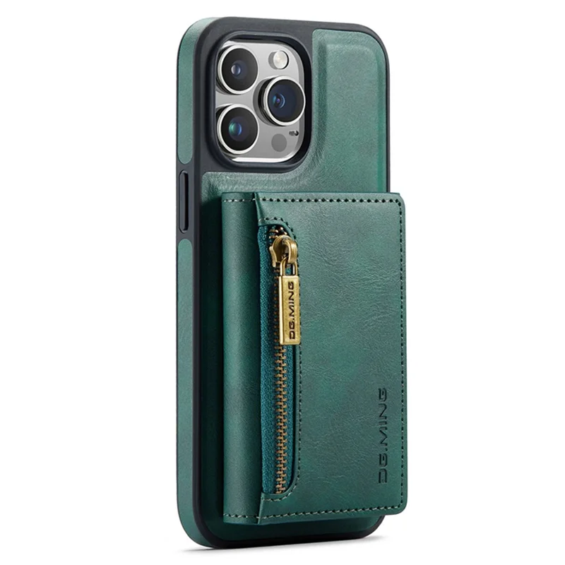 DG.MING M5 Series For iPhone 15 Case PU+PC+TPU Phone Cover Magnetic Wallet Shell - Green