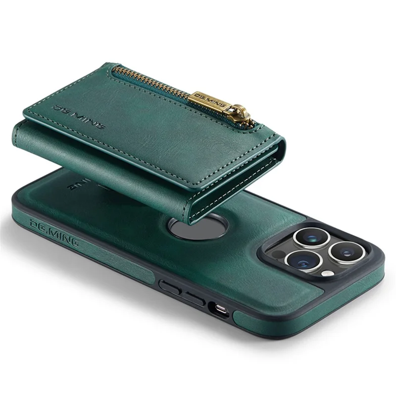 DG.MING M5 Series For iPhone 15 Case PU+PC+TPU Phone Cover Magnetic Wallet Shell - Green