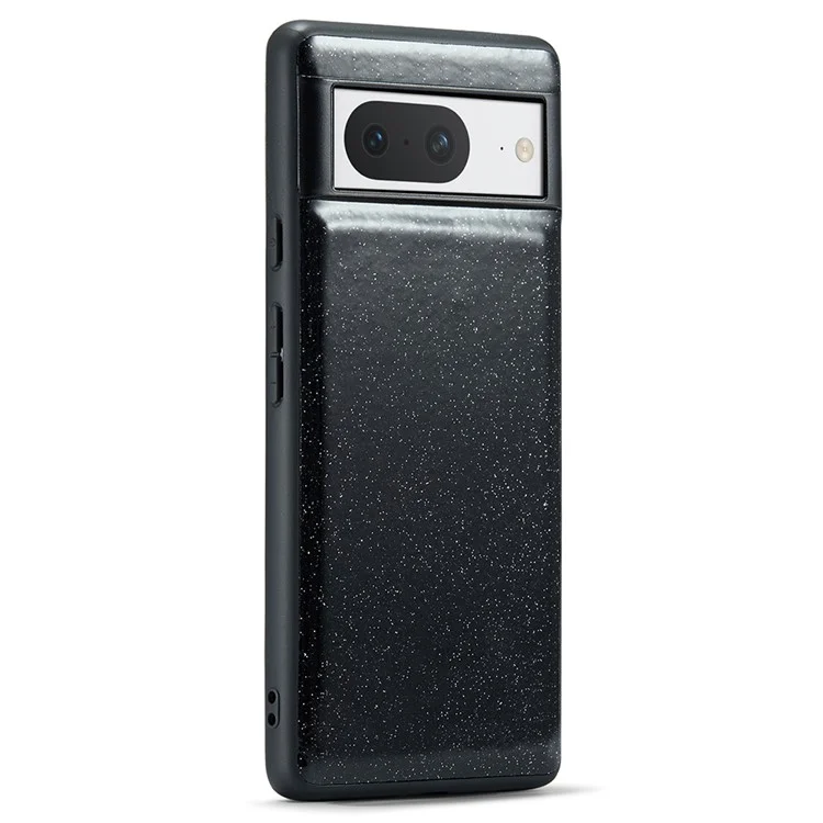 DG.MING Para Google Pixel 8 Case Glitter PU Leather+PC+TPU Phone Cover - Black