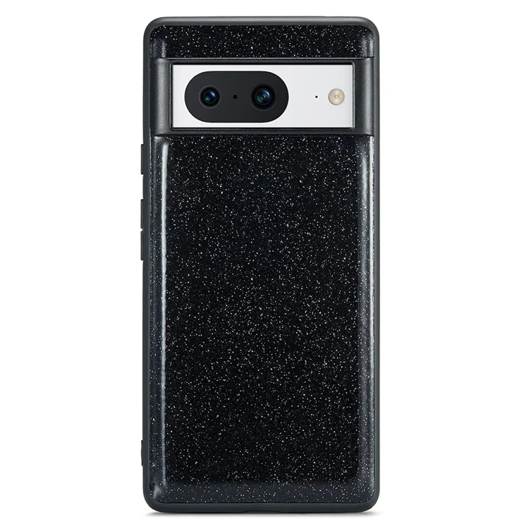 DG.MING Para Google Pixel 8 Case Glitter PU Leather+PC+TPU Phone Cover - Black