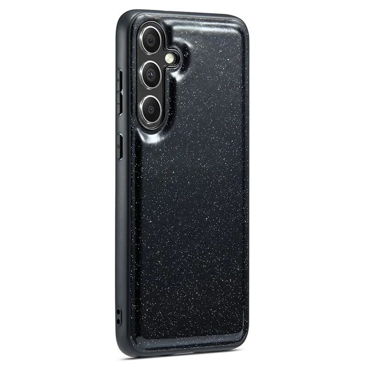 DG.MING Rückenschale für Samsung Galaxy S23 FE Case Glitter PU-Leder+PC+TPU Handyhülle - Schwarz