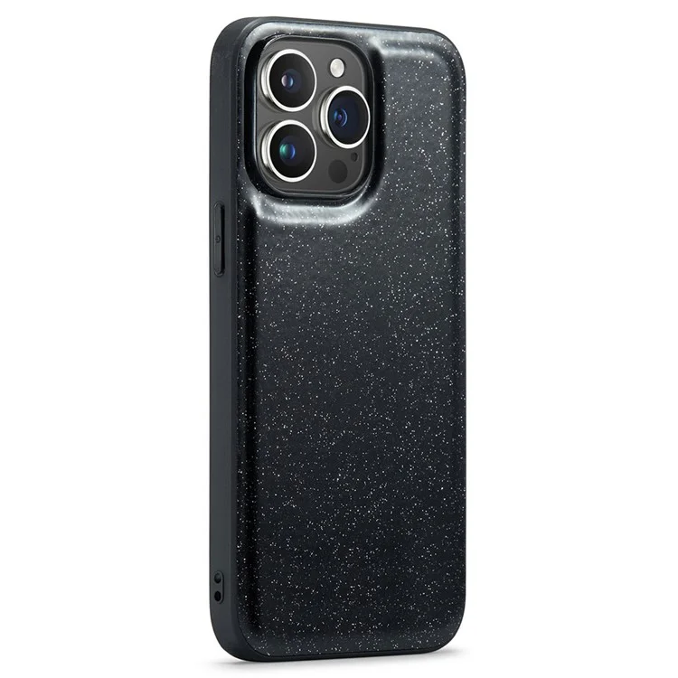 Coque arrière DG.MING pour iPhone 14 Pro en cuir PU+PC+TPU avec paillettes - Noir