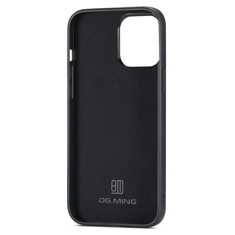 Coque arrière DG.MING pour iPhone 14 Pro en cuir PU+PC+TPU avec paillettes - Noir