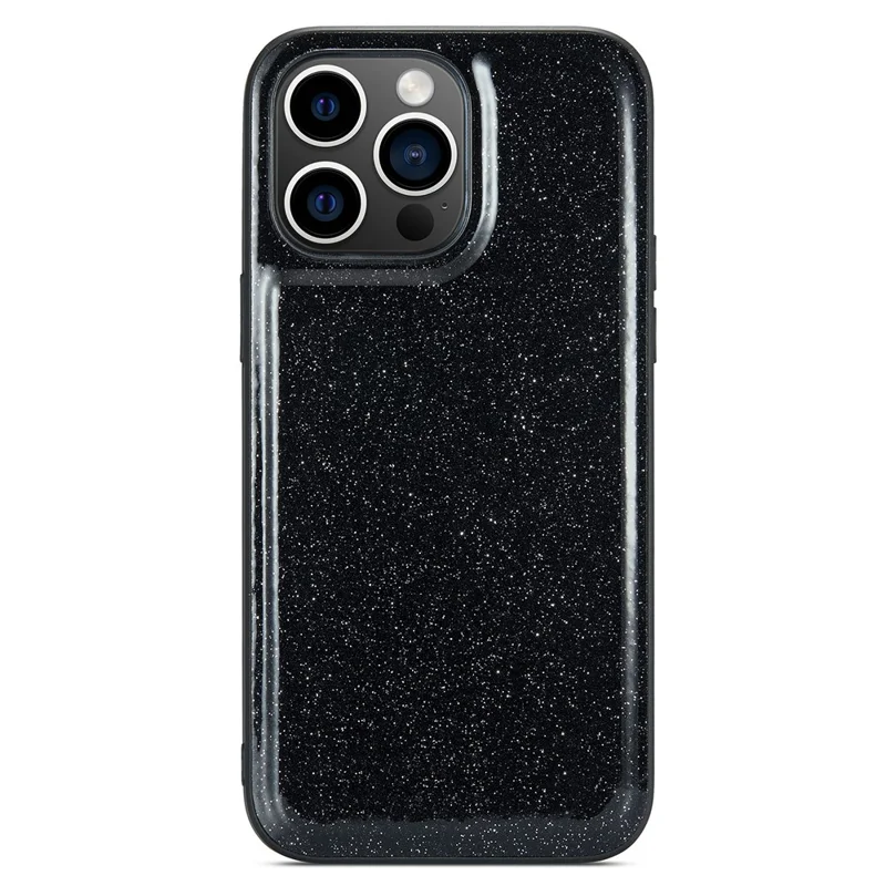 DG.MING Para iPhone 13 Pro Max Caso Glitter PU Leather+PC+TPU Capa de Telefone a prova de choque - Preto