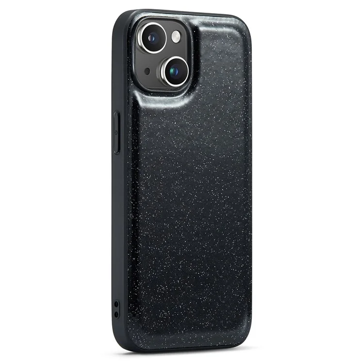 DG.MING Für iPhone 13 Case Glitter PU Leder+PC+TPU Anti-Kratzer Handyhülle - Schwarz