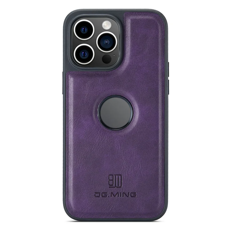 DG.MING Para iPhone 12 / 12 Pro Funda Vista de logotipo de cuero PU + PC + TPU Cubierta anti-arañazos - Púrpura