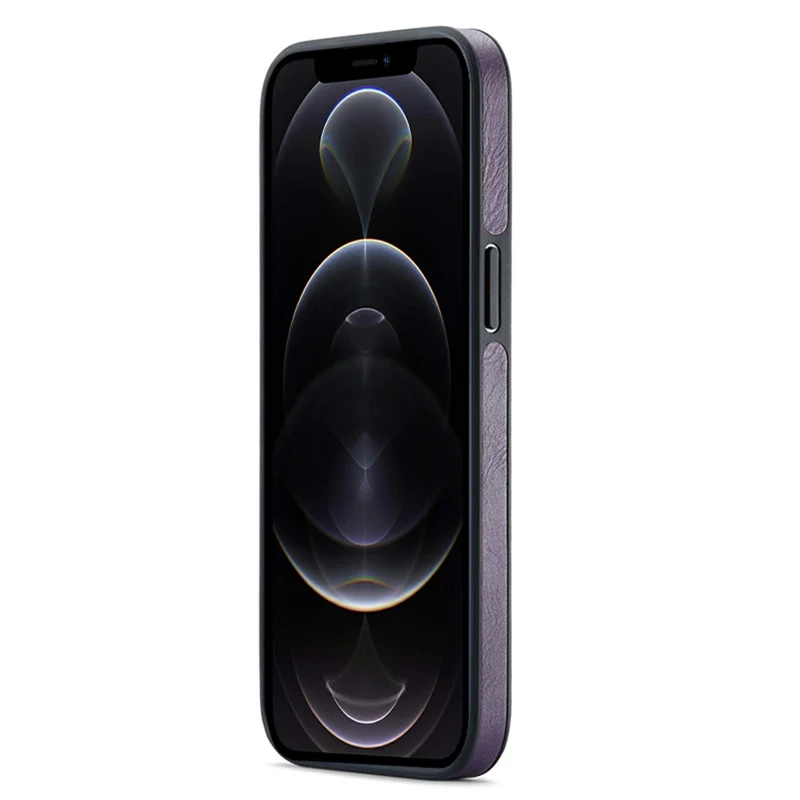 DG.MING Para iPhone 12 / 12 Pro Funda Vista de logotipo de cuero PU + PC + TPU Cubierta anti-arañazos - Púrpura