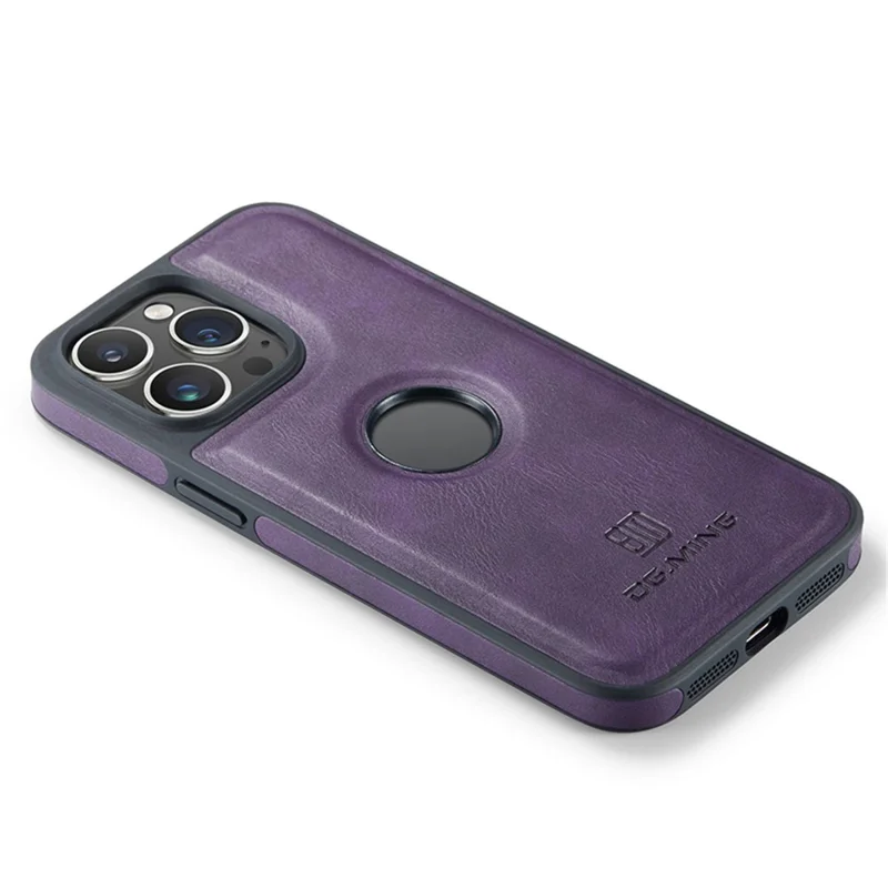 DG.MING Para iPhone 12 / 12 Pro Funda Vista de logotipo de cuero PU + PC + TPU Cubierta anti-arañazos - Púrpura