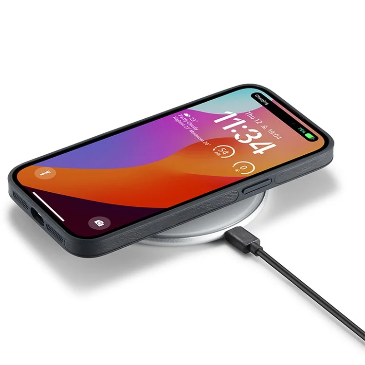 DG.MING Чехол для iPhone 14 Pro из искусственной кожи с ПК+ТПУ, чехол с видом логотипа - Черный