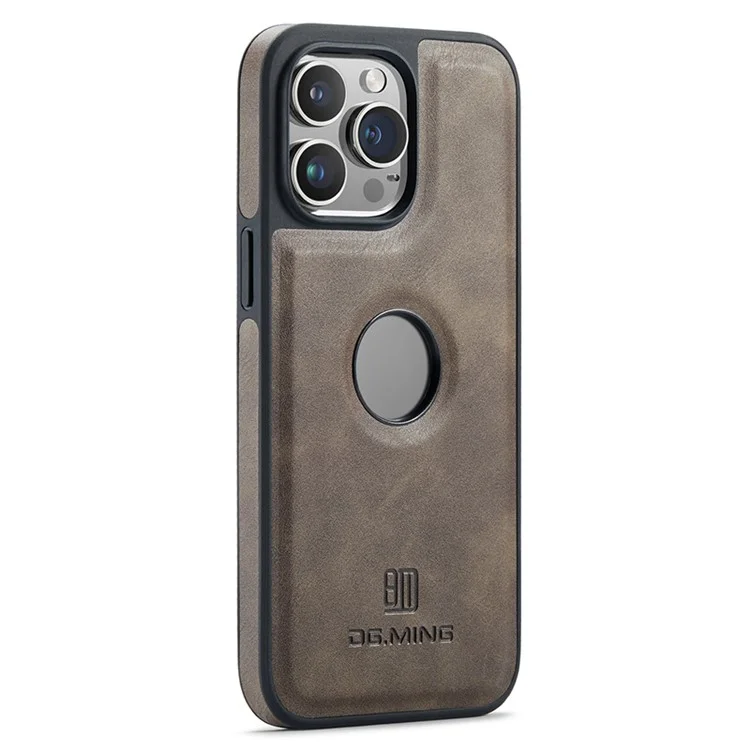 DG.MING For iPhone 12 Pro Max Case Logo View PU Leather+PC+TPU Cellphone Cover - Coffee