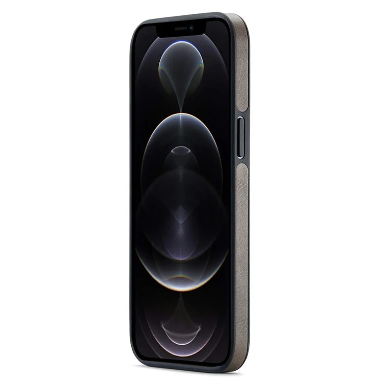 DG.MING For iPhone 12 Pro Max Case Logo View PU Leather+PC+TPU Cellphone Cover - Coffee
