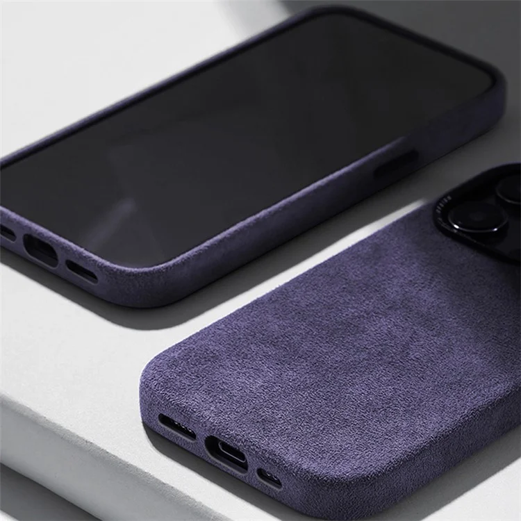Pour Coque iPhone 15 Compatible avec MagSafe Suède PC Coque de Protection - Vert Foncé