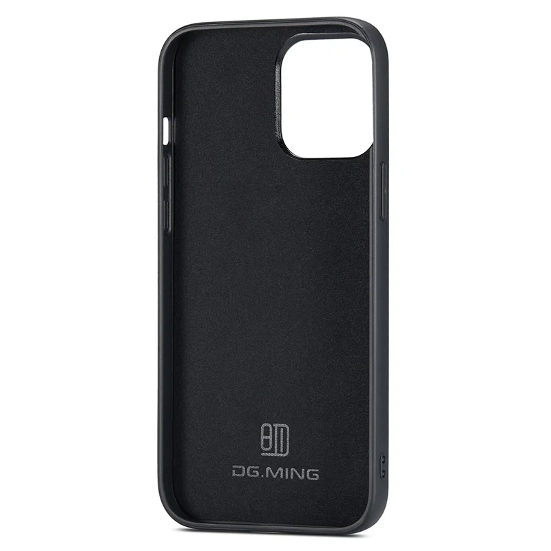 DG.MING Para iPhone 14 Pro Max Case Anti-drop PU Leather+PC+TPU Phone Cover - Preto