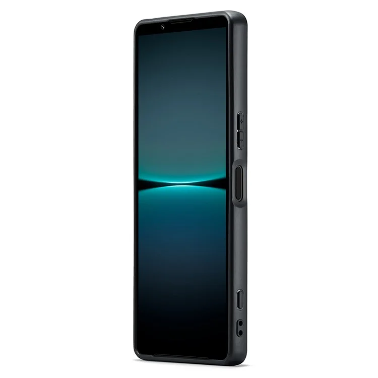 DG.MING For Sony Xperia 1 V Case Anti-Scratch PU Leather+PC+TPU Phone Cover - Black