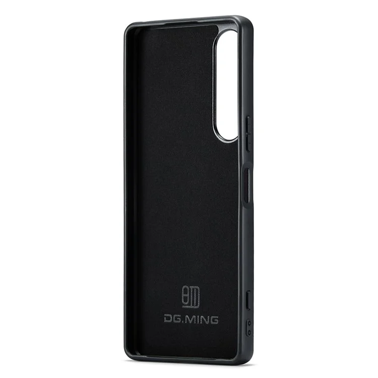 DG.MING For Sony Xperia 1 V Case Anti-Scratch PU Leather+PC+TPU Phone Cover - Black
