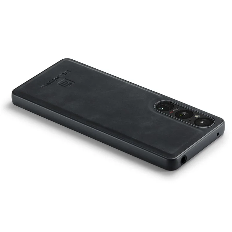 DG.MING For Sony Xperia 1 V Case Anti-Scratch PU Leather+PC+TPU Phone Cover - Black