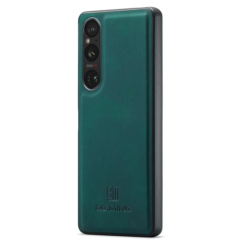 DG.MING For Sony Xperia 1 V Case Anti-Scratch PU Leather+PC+TPU Phone Cover - Green