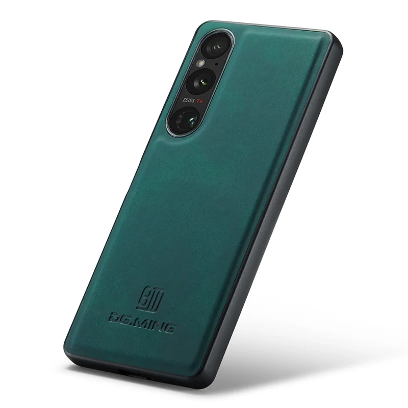 DG.MING For Sony Xperia 1 V Case Anti-Scratch PU Leather+PC+TPU Phone Cover - Green