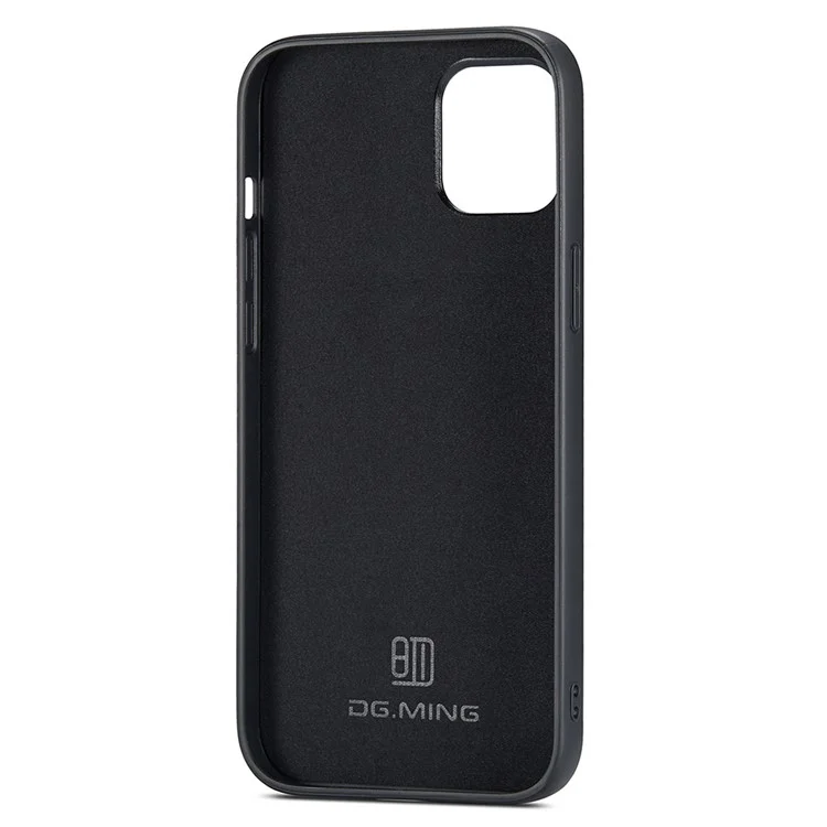 DG.MING Para iPhone 13 Carcasa Protectora Trasera Cuero PU+PC+TPU Funda de Teléfono - Negro