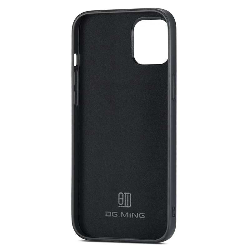 DG.MING Para iPhone 15 Plus Case PC+TPU+PU Leather Coated Hybrid Cover - Preto