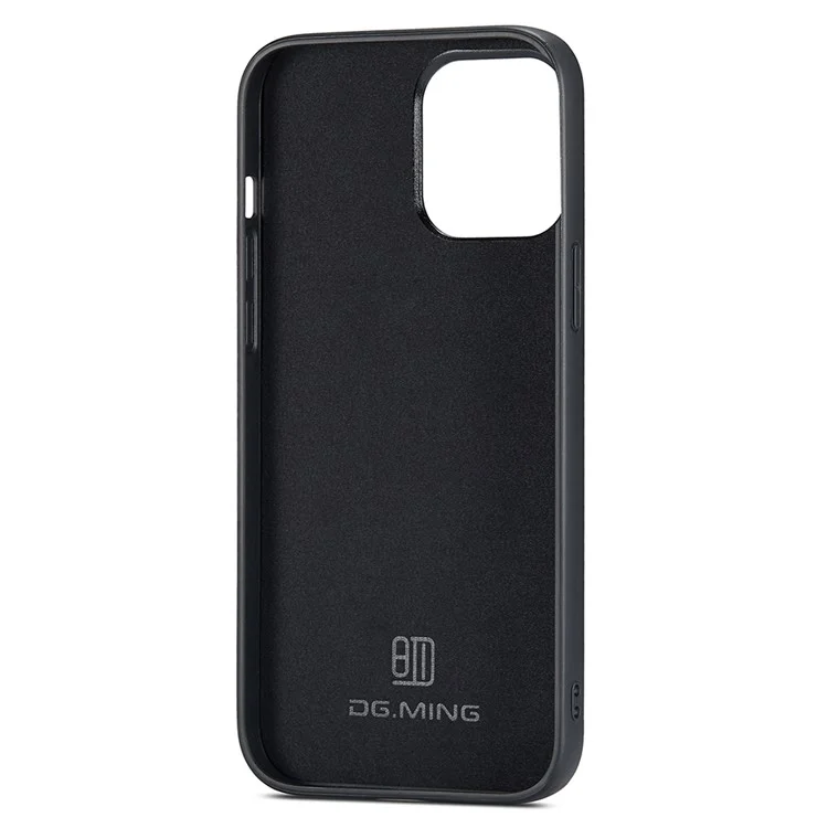 DG.MING Pour iPhone 14 Pro Coque de protection arrière en PC+TPU+PU Cuir - Noir