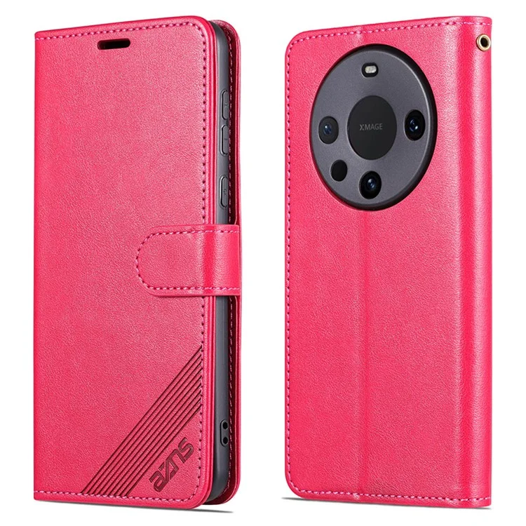 AZNS Para Huawei Mate 60 Pro Case Capa de Carteira de Couro PU de Proteção Total - Vermelho