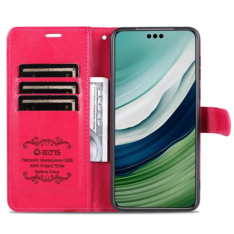 AZNS Para Huawei Mate 60 Pro Case Capa de Carteira de Couro PU de Proteção Total - Vermelho