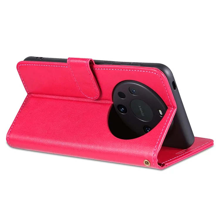 AZNS Para Huawei Mate 60 Pro Case Capa de Carteira de Couro PU de Proteção Total - Vermelho