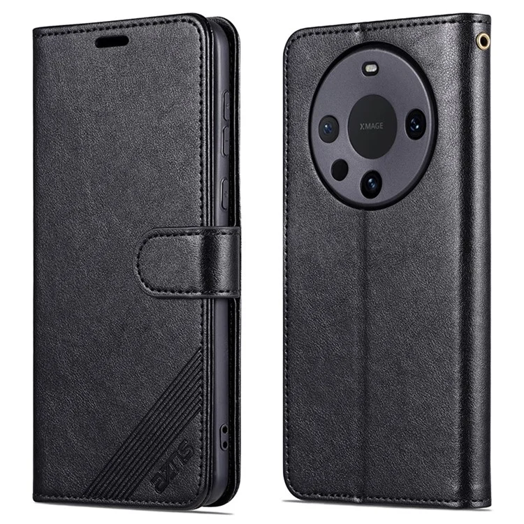 AZNS For Huawei Mate 60 Case PU Leather Phone Cover with Wallet Stand - Black
