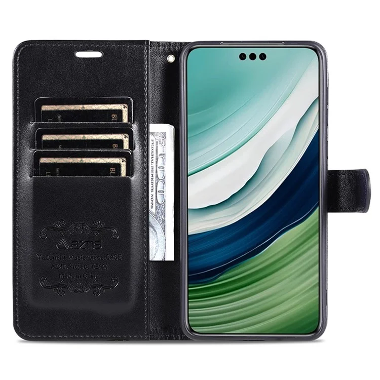 AZNS For Huawei Mate 60 Case PU Leather Phone Cover with Wallet Stand - Black