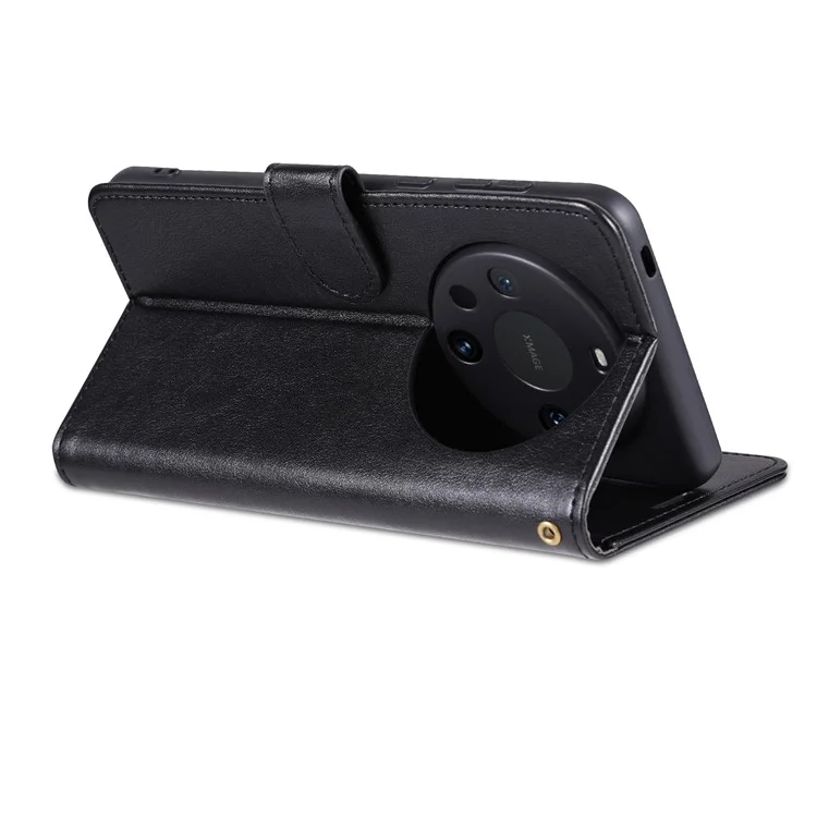 AZNS For Huawei Mate 60 Case PU Leather Phone Cover with Wallet Stand - Black