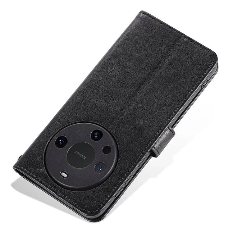 AZNS For Huawei Mate 60 Case PU Leather Phone Cover with Wallet Stand - Black