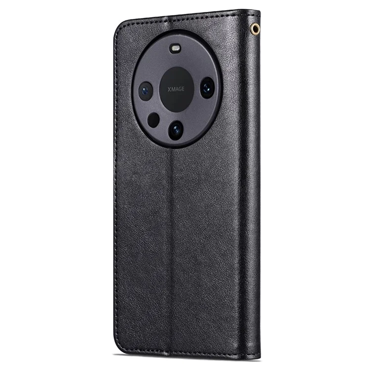AZNS For Huawei Mate 60 Case PU Leather Phone Cover with Wallet Stand - Black
