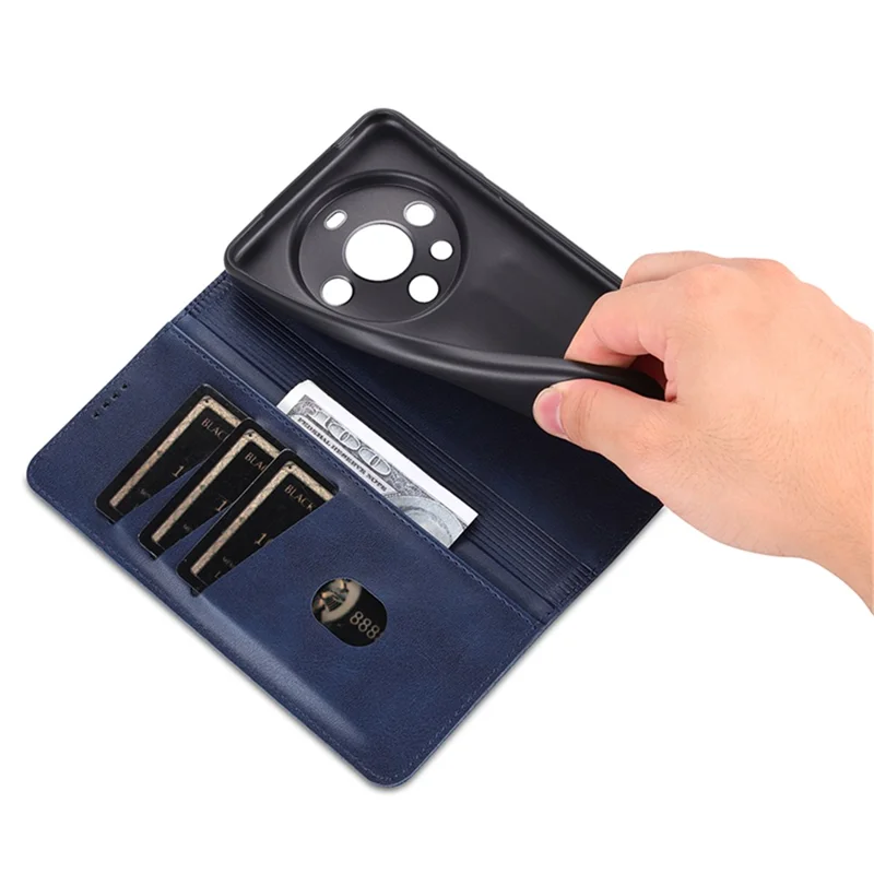 AZNS per Huawei Mate 60 Custodia Wallet Stand Pelle PU Cover per telefono - Blu