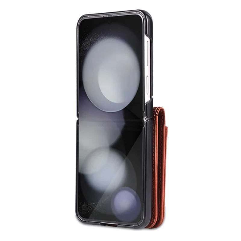 AZNS For Samsung Galaxy Z Flip5 5G Leather Case Card Holder Protective Phone Cover - Brown