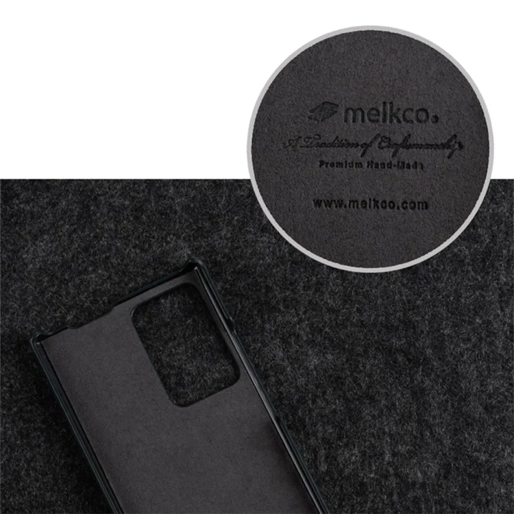 MELKCO Für Samsung Galaxy Note20 / Note20 5G Hülle Echtes Rindsleder + PC Vertikale Klapphülle - Schwarz
