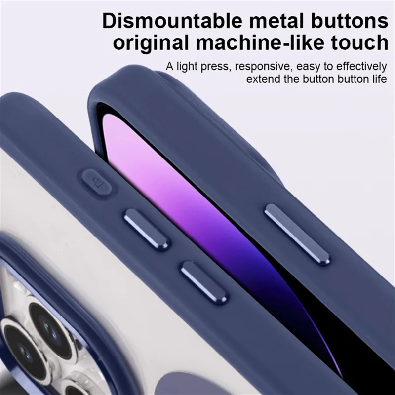 غطاء هاتف مقاوم للسقوط من مادة TPU+PC لهاتف iPhone 14 Pro، غطاء شفاف متوافق مع MagSafe - أبيض