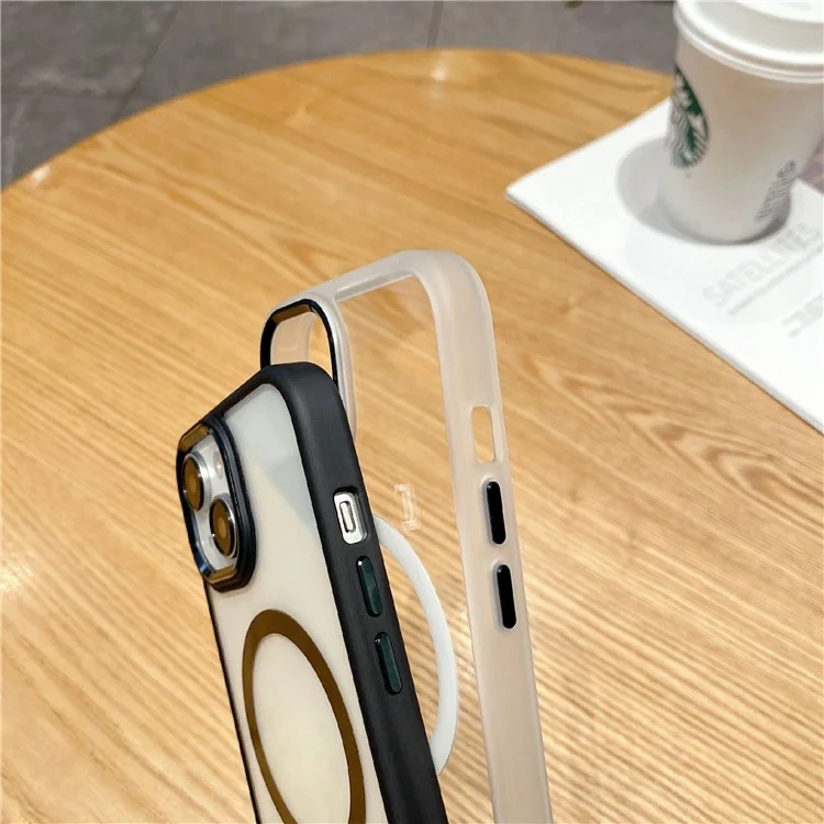 Étui magnétique compatible avec MagSafe pour iPhone 15 - Boîtier en TPU souple + PC dur - Saphir