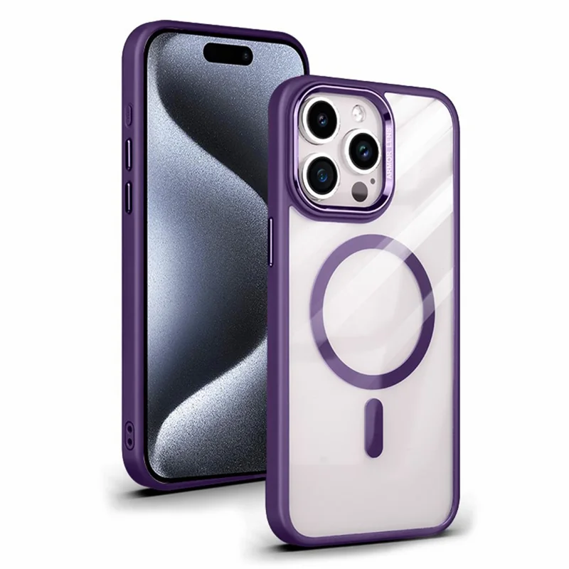 Compatible with MagSafe Clear Case for iPhone 15 Pro Slim Case Protective TPU+PC Phone Cover - Dark Purple