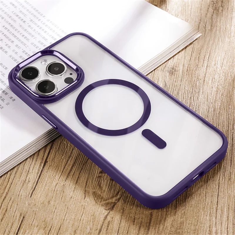 Compatible with MagSafe Clear Case for iPhone 15 Pro Slim Case Protective TPU+PC Phone Cover - Dark Purple