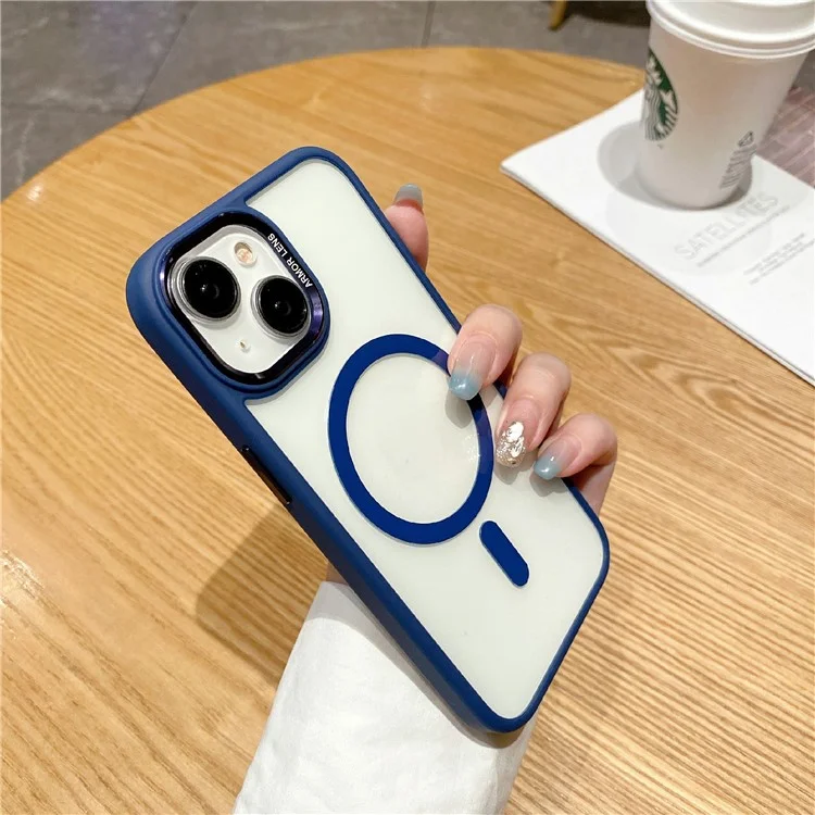 For iPhone 14 Protective Case Soft TPU+Hard PC Phone Cover Compatible with MagSafe - Sapphire