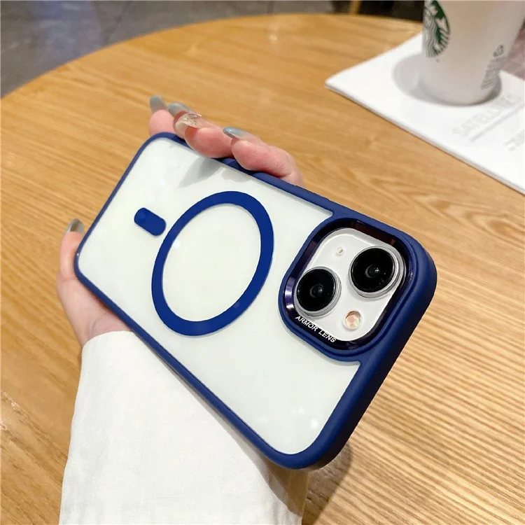 For iPhone 14 Protective Case Soft TPU+Hard PC Phone Cover Compatible with MagSafe - Sapphire