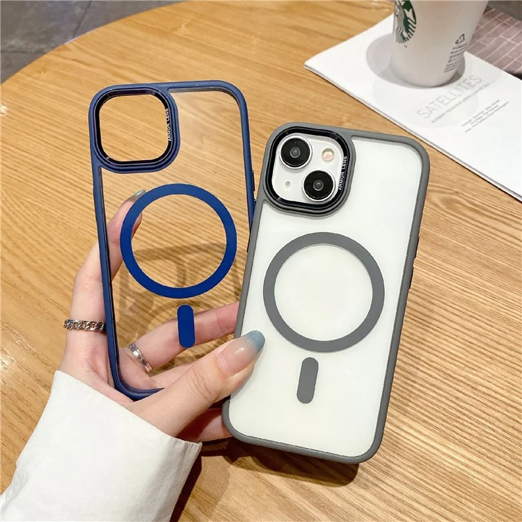 For iPhone 14 Protective Case Soft TPU+Hard PC Phone Cover Compatible with MagSafe - Sapphire
