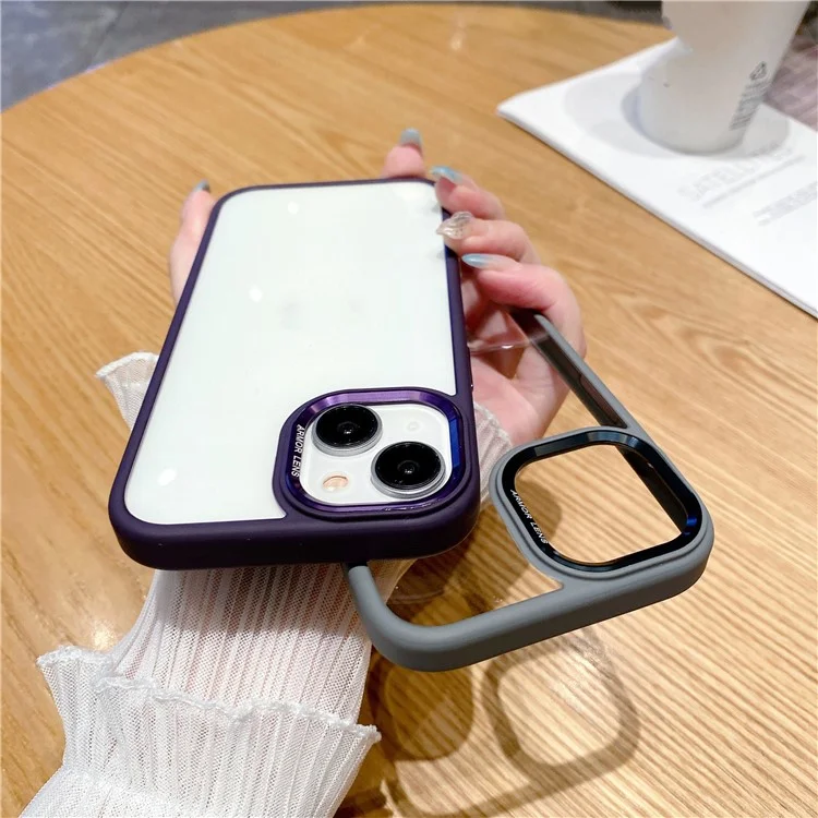 Чехол для iPhone 14, защитный металлический чехол-накладка с ТПУ и ПК - фиолетовый